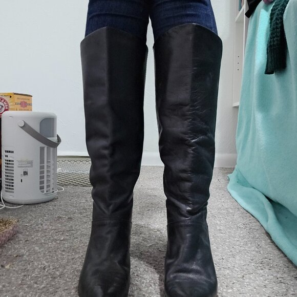 Vintage Nine West Knee High Women's Black Leather Boots - Picture 9 of 9